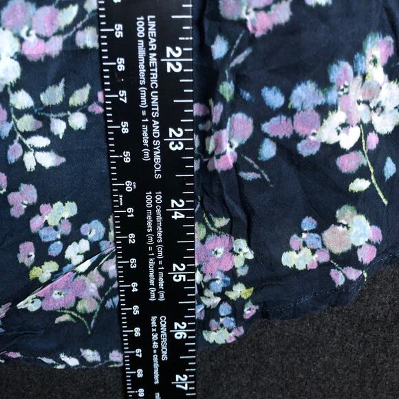 J Jill Womens Blouse Blue Multi Floral Pull Over V Neck Long Sleeve Sheer Small - Picture 9 of 12